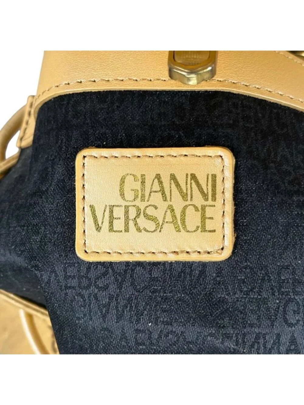 Versace Sunburst Leather Yellow Backpack Gold